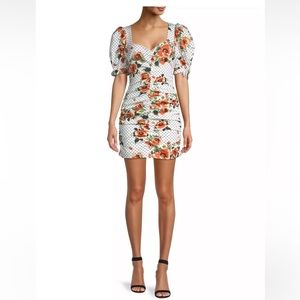 LAVISH ALICE FLORAL RUCHED MINI DRESS
